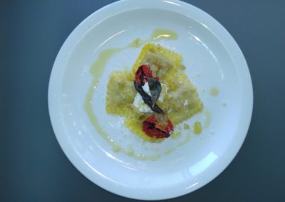 Butternut squash ravioli, sage ricotta, roasted tomato