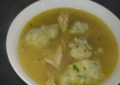 Caldo de gallina with dumplings