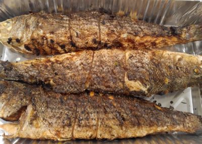 Grilled and stuffed Striped Bass