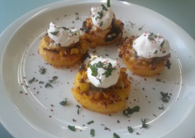 Roasted corn and chili polenta cakes