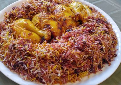 Sour cherry rice with Saffron chicken